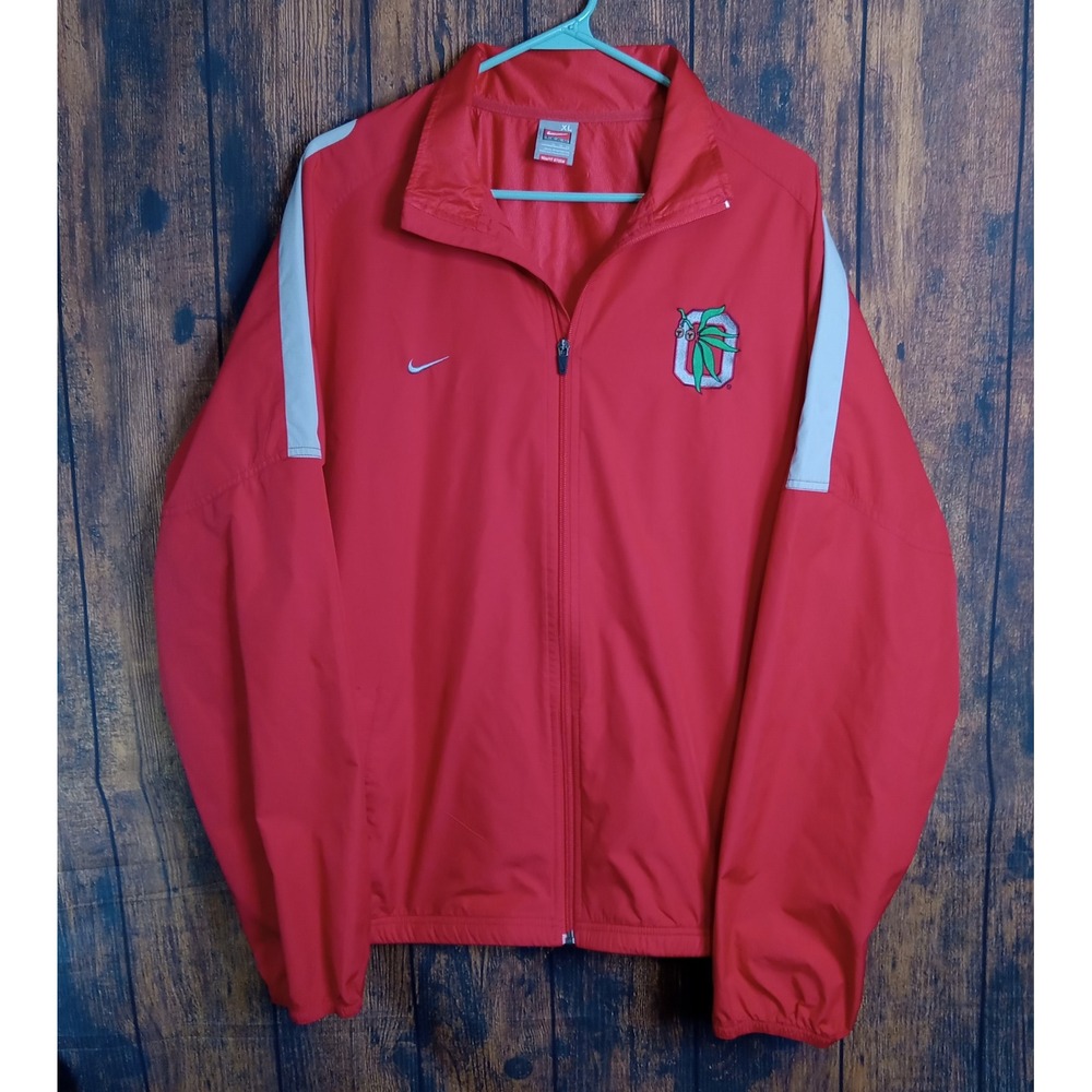 Nike Team Ohio State Buckeyes Red Windbreaker Jacket Mens XL Full Zip Storm FIT